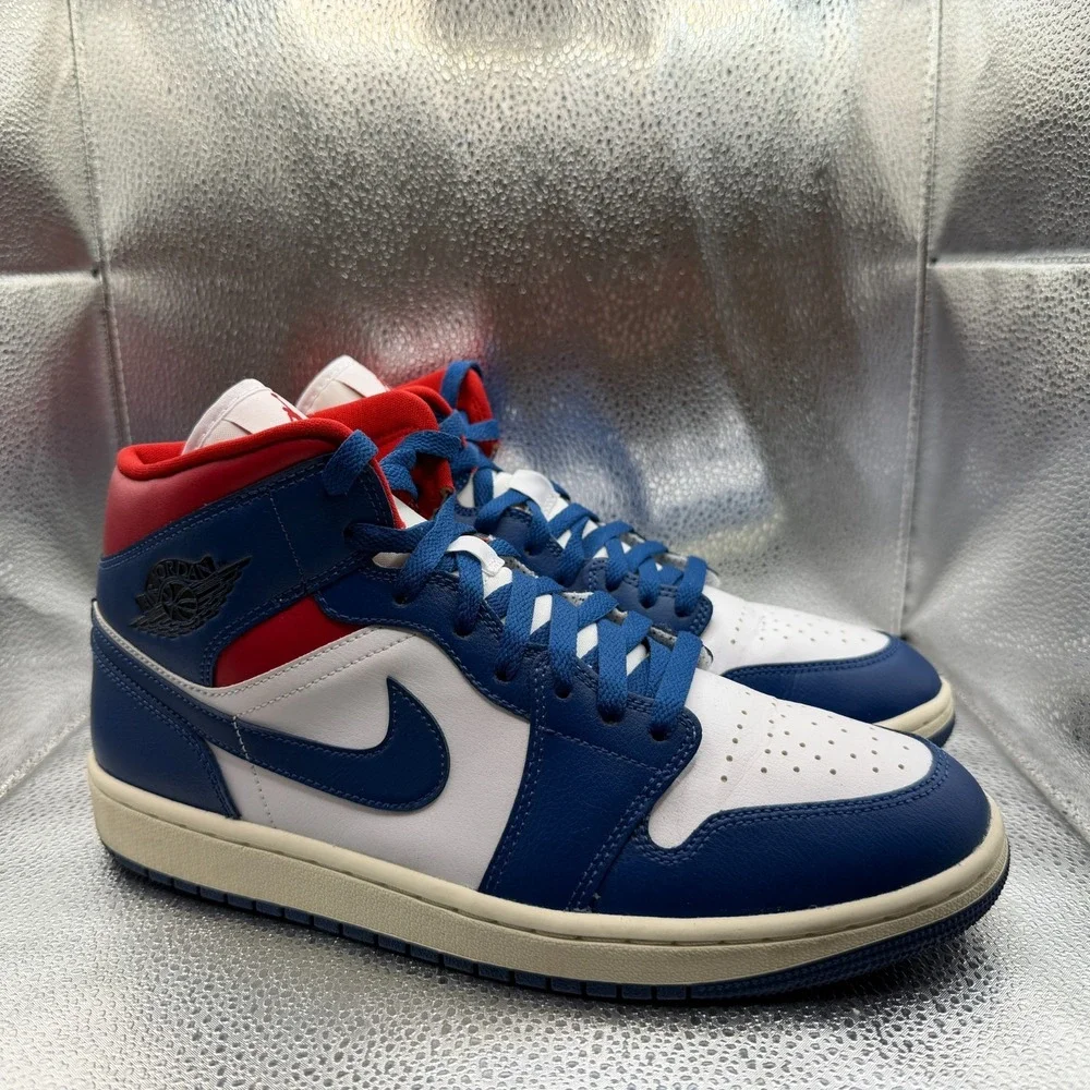Size 11 Air‎ Jordan 1 Mid French Blue Womens Lace-Up Athletic Shoes BQ6472-146